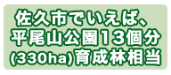 佐久市で言えば平尾山公園13個分(330ha)育成林相当