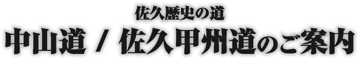 佐久歴史の道【中山道 / 佐久甲州道】のご案内